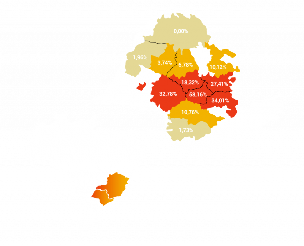 GRANBLACK Fertilizante Foliar Organomineral Premium Mapa de Incidência do Greening No Sudeste Brasileiro